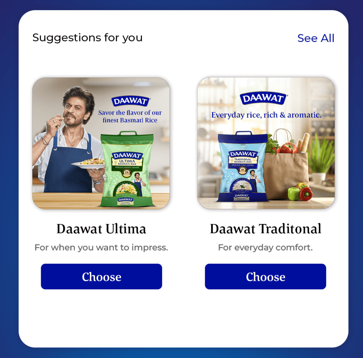 Daawat range in the shopping experience